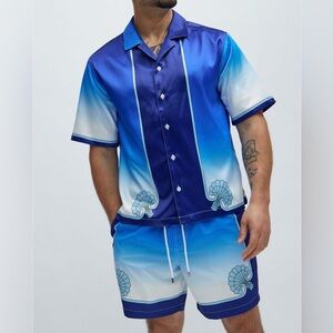 Fashion Nova Blue and White Casual Shirt